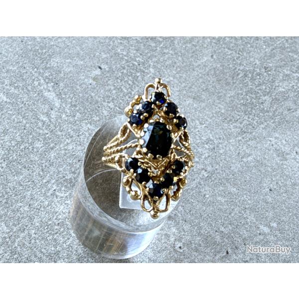 Magnifique bague en or massif 18 carats - saphirs - taille 52