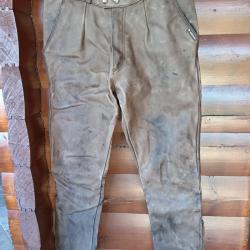Pantalon fuseau cuir marron doubl&eacute; polaire Moncheau