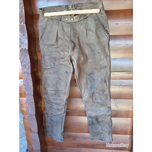 Pantalon fuseau cuir marron doubl� polaire Moncheau