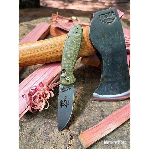 Couteau ESEE Medellin II Lame Acier S35VN Manche Micarta OD Green Crossbar Lock Taiwan ESMEDELLIN2