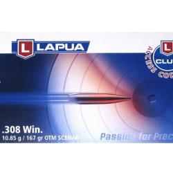 Munitions Lapua cal 308 Win - 167 grs Scenar x 50