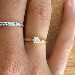 Jolie bague solitaire or jaune 18 carats et diamant - taille 51