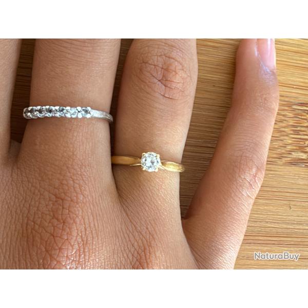 Jolie bague solitaire or jaune 18 carats et diamant - taille 51