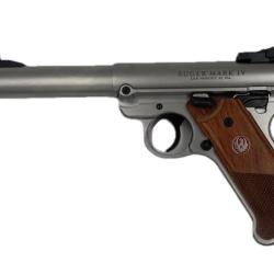 Ruger Mark IV Target INOX filet&eacute; Plaquette Bois Cal 22 lr