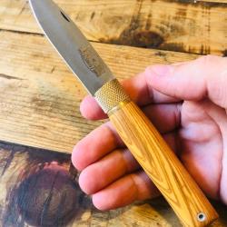 Couteau de Poche Artisanal Jos&eacute; Da Cruz 19cm Manche Bois d'olivier Lame Acier Carbone neuf