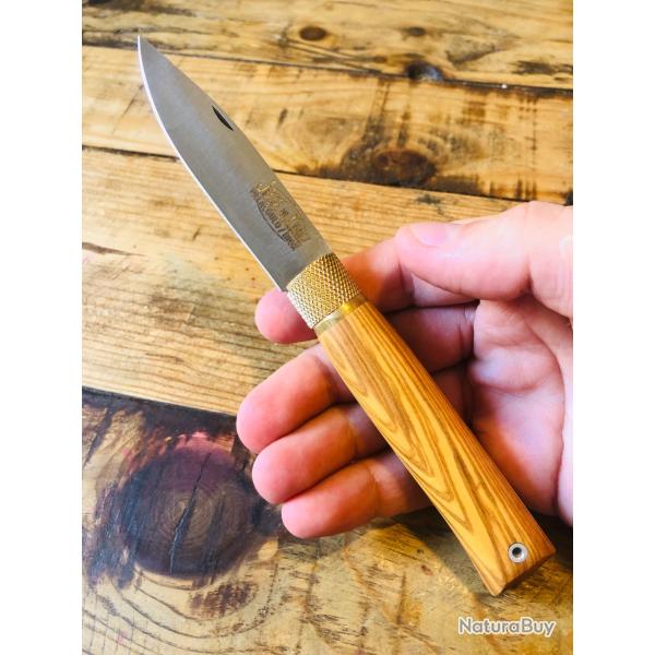 Couteau de Poche Artisanal Jos� Da Cruz 19cm Manche Bois d'olivier Lame Acier Carbone neuf