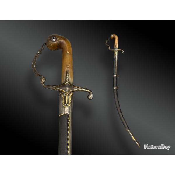SABRE OTTOMAN, SHAMSHIR AVEC FOURREAU Perse XIX�me si�cle