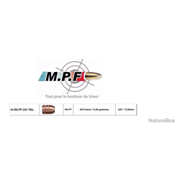 BallesMPFpro 44 RN FP 200 Gr TML �427"  par 500 Projectiles Cuivr�es Sp�ciales TIR WESTERN SPORTIF