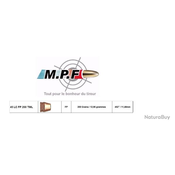 BallesMPFpro 45 LC FP 200 GrTML �452" par 1000 Cuivr�s sp�ciales TIR WESTERN SPORTIF en port gratuit