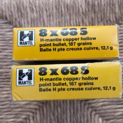 Munition,balles 8x68S RWS 2 boites