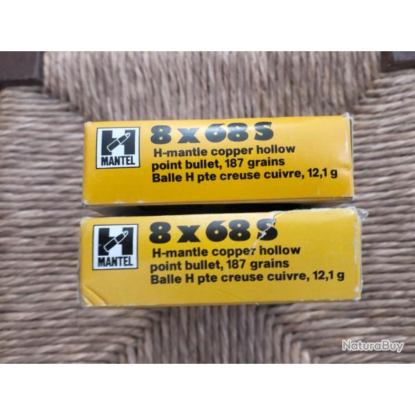 Munition,balles 8x68S RWS 2 boites