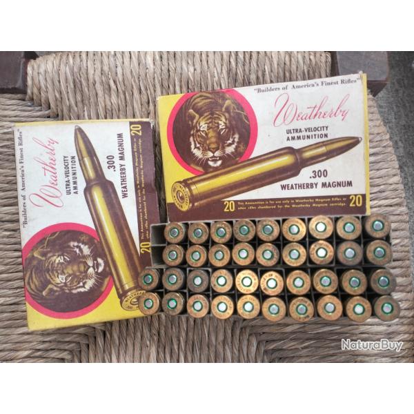 Munition, balles 300 WEATHERBY Magnum, deux bo�tes (38 balles)