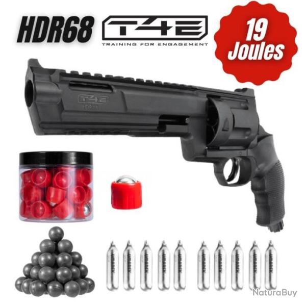 Pack pr�t � tirer Revolver T4E HDR68 cal. 68 19 joules  Umarex - 10 x co2 + 20 x billes + devastato2