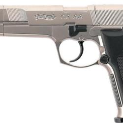 Pistolet &agrave; plomb CO2 4.5 mm WALTHER CP88 Competition 6'' (4 joules) Nickel