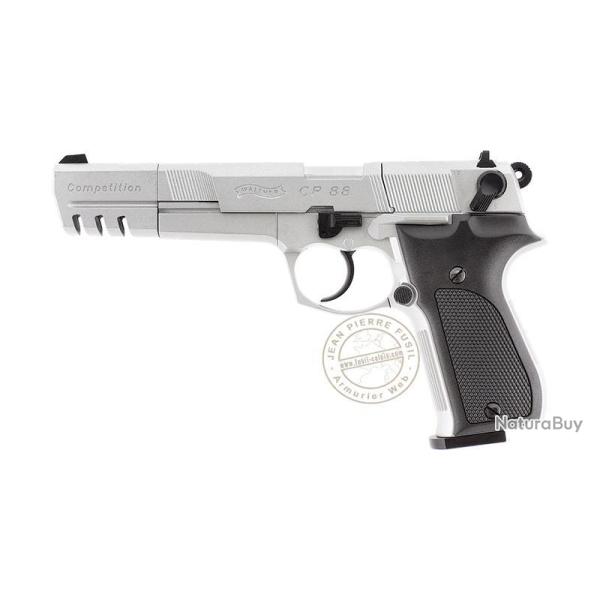 Pistolet � plomb CO2 4.5 mm WALTHER CP88 Competition 6'' (4 joules) Nickel