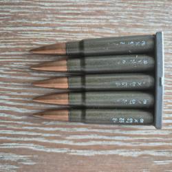 5 Cartouches mauser douille verte 8 x 57 neutralis&eacute;e seconde guerre IS ou JS avec symbole aigle ww2