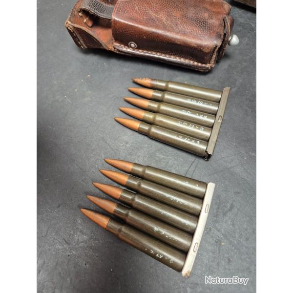 10 Cartouches mauser sur lame 8 x 57 neutralis�e seconde guerre