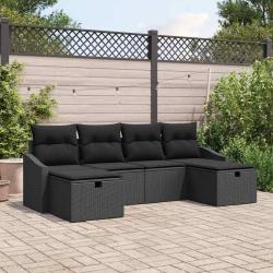 Ensemble de Canap&eacute;s avec coussin 6 pcs polyrotin