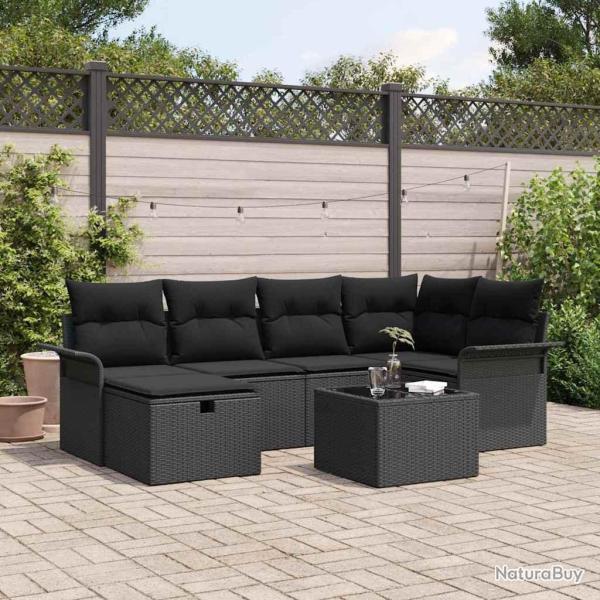 Ensemble de canap� de jardin avec coussin 7 pcs Poly rotin