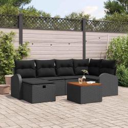 Ensemble de canap&eacute; de jardin avec coussin 7 pcs Noir Poly rotin