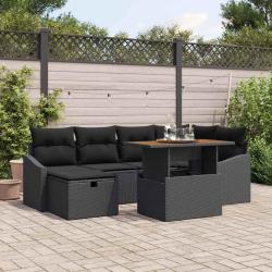 Ensemble de canap&eacute; de jardin 7 pcs Noir polyrotin