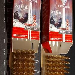 Lot 100 munitions 222 fiocchi