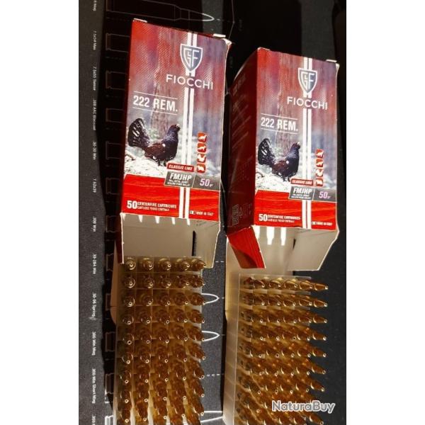 Lot 100 munitions 222 fiocchi