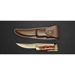Muela PG-20R Dague Pliante de Chasse - Lame 20 cm X50CrMoV15 - Manche Bois de Corail et Laiton - &Eacute;tu