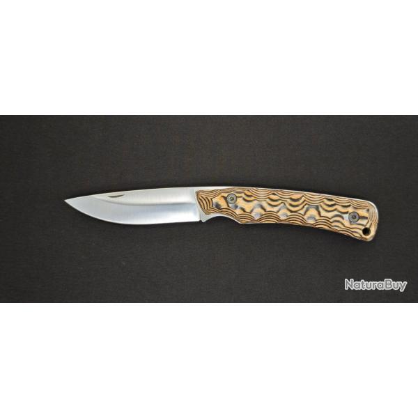 Wildsteer TROLL Couteau Pliant - Pakawood marron Toxifi� - Lame Bross�e Sandvik - �tui Cuir - R�f. O