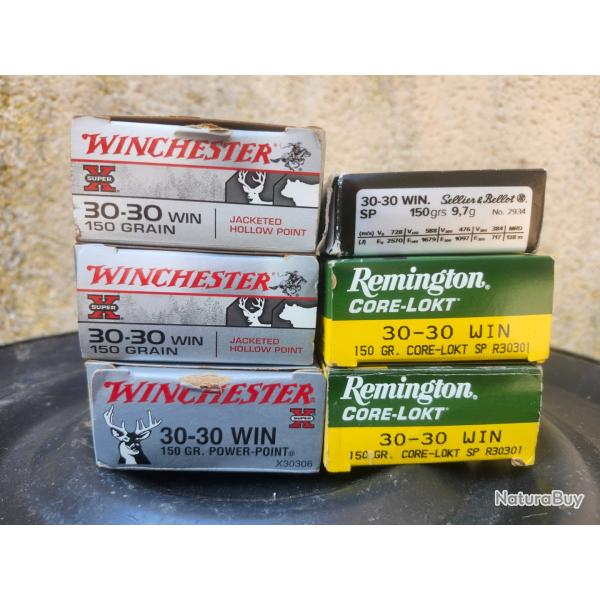 Lots de 116 cartouches 30-30 winchester