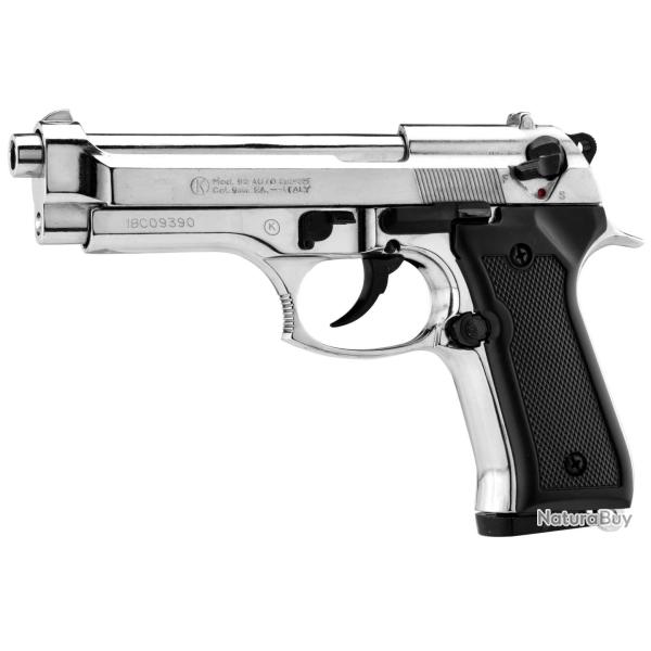 Pistolet 9 mm � blanc Chiappa 92 nickel� - Pistolet � blanc Chiappa 92 Inox