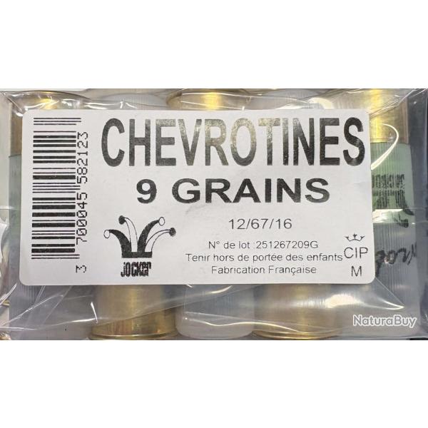 Cartouches JOCKER chevrotines calibre 12/67 9 grains x25