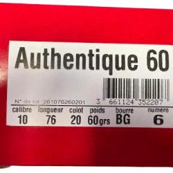 Cartouches JOCKER AUTHENTIQUE 60 calibre 10/76 60g bourre grasse n&deg;6 x10