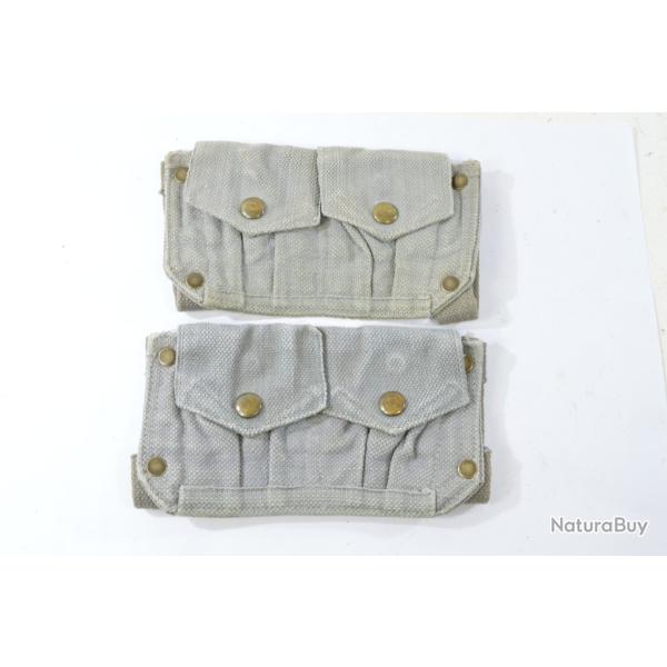 Paire de cartouchi�res en toile web pour clips Enfield 303 british et Mauser 7,92mm. Tir chasse