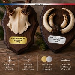 &Eacute;tiquette personnalis&eacute;e pour troph&eacute;e de chasse (taille M)