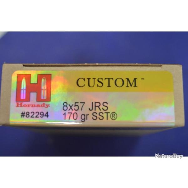 1 BOITE DE 20 BALLES HORNADY  CALIBRE 8X57 JRS EN SST 11G  NEUVE