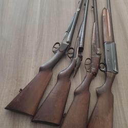 50� le fusil!! Lot de 4 fusils de chasse en l'&eacute;tat pour pi&egrave;ces ou restauration cat&eacute;gorie C1