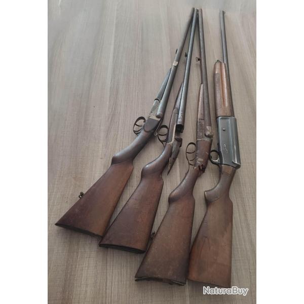 50� le fusil!! Lot de 4 fusils de chasse en l'�tat pour pi�ces ou restauration cat�gorie C1