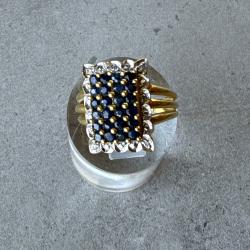 Bague bourgeoise en or massif 18 carats - saphir et diamants - taille 52