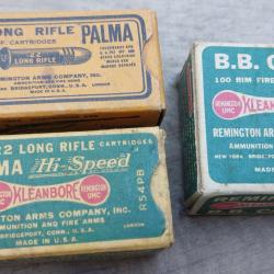 3 boites 22 Lr ann&eacute;es 1930s Remington etc