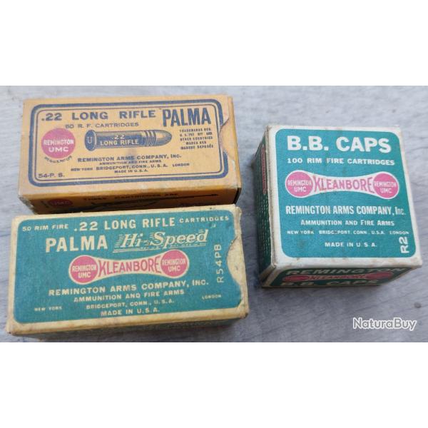 3 boites 22 Lr ann�es 1930s Remington etc