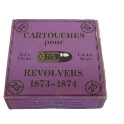 Boite de 25 cartouches revolver 1873  poudre noire  Cat&eacute;gorie B   boite carton  bleue