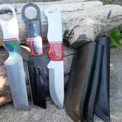Lot de 3 Couteau Karambit Tactical Urbain Lame Tanto Acier Carbone 1055 Manche ABS Etui Fab Artisan