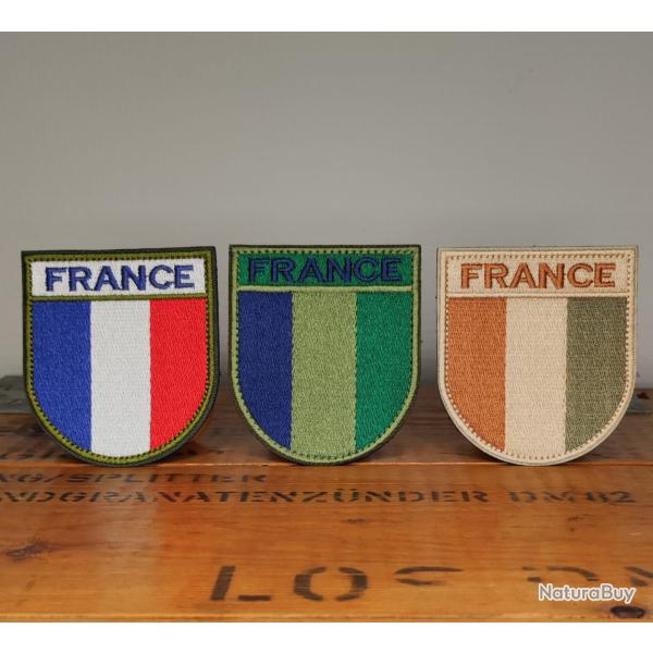 Lot 3 Patchs brod� drapeau France �cusson camouflage style militaire airsoft