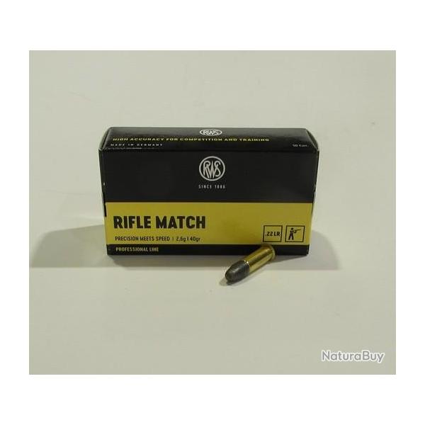 lot 1000 cartouches RWS Rifle Match 22LR, 40 grains
