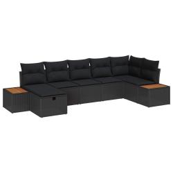 Ensemble de canap&eacute; de jardin avec coussin 8 pcs Noir polyrotin