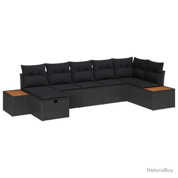 Ensemble de canap� de jardin avec coussin 8 pcs Noir polyrotin