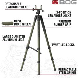 TREPIED FIBRE DE CARBONE BOG DEATHGRIP INFINITE aluminium vert tripod