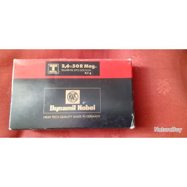 Une boite de 20 cartouches RWS cal.5,6x50 R Magnum ,T mantel 4,1g  prix livr�e