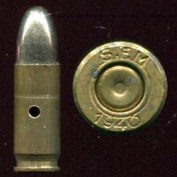 7.65 mm Long MAS - France  d&eacute;but de guerre - SFM 1940 - balle nickel ou cuivre - &eacute;tui laiton